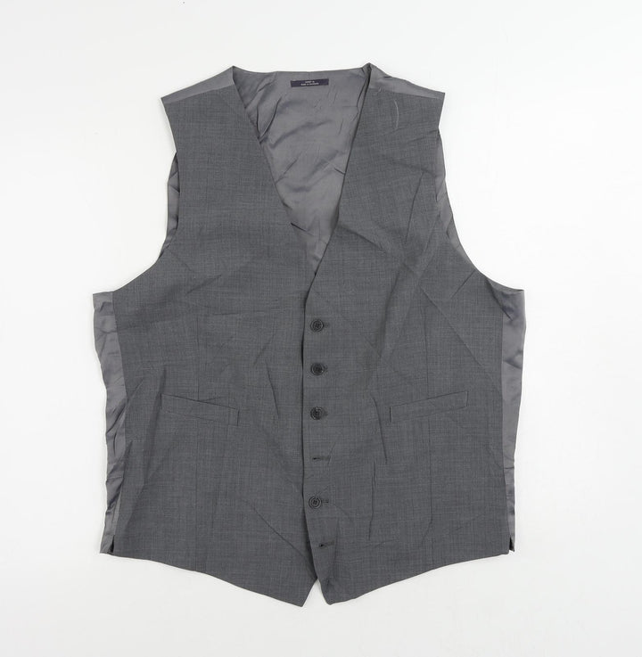 Marks and Spencer Mens Grey Polyester Jacket Suit Waistcoat Size 44 Regular