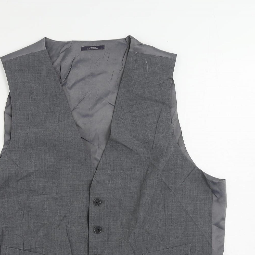 Marks and Spencer Mens Grey Polyester Jacket Suit Waistcoat Size 44 Regular