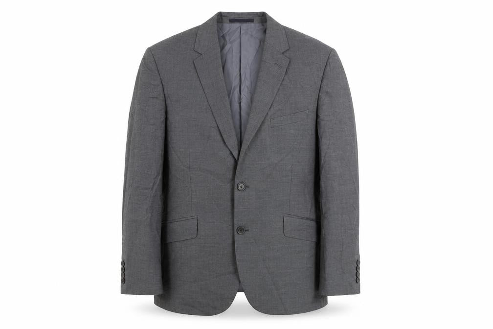 Front view of Marks & Spencer men’s grey polyester jacket suit jacket, size 42, regular
