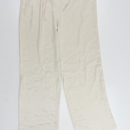 4th+ Reckless Womens Ivory Polyester Trousers Size 12 L29 in Regular Drawstring - Adjustable Waist