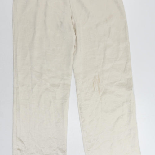 4th+ Reckless Womens Ivory Polyester Trousers Size 12 L29 in Regular Drawstring - Adjustable Waist
