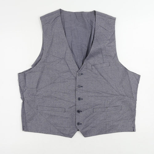 Marks and Spencer Mens Blue Geometric Polyester Jacket Suit Waistcoat Size 50 Regular