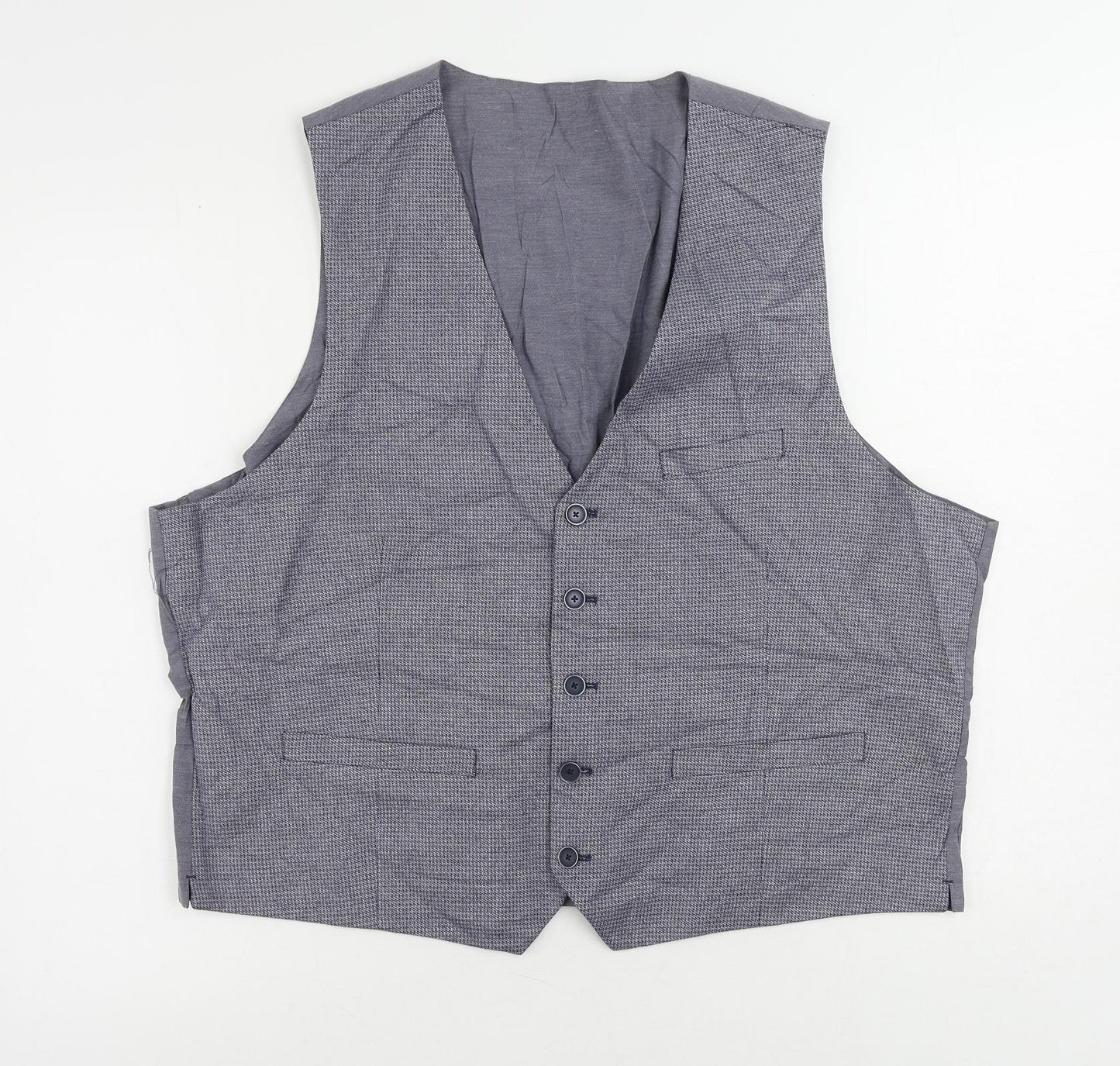 Marks and Spencer Mens Blue Geometric Polyester Jacket Suit Waistcoat Size 50 Regular