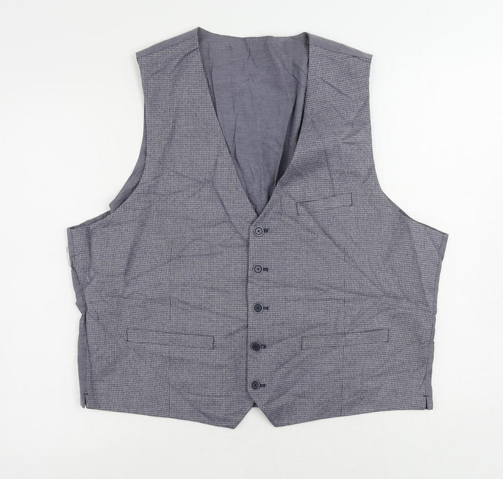 Marks and Spencer Mens Blue Geometric Polyester Jacket Suit Waistcoat Size 50 Regular