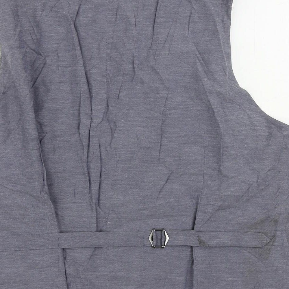 Marks and Spencer Mens Blue Geometric Polyester Jacket Suit Waistcoat Size 50 Regular