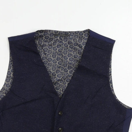 Marks and Spencer Mens Blue Wool Jacket Suit Waistcoat Size 36 Regular