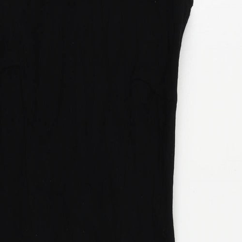 Wallis Womens Black Viscose Pencil Dress Size 8 Round Neck Zip