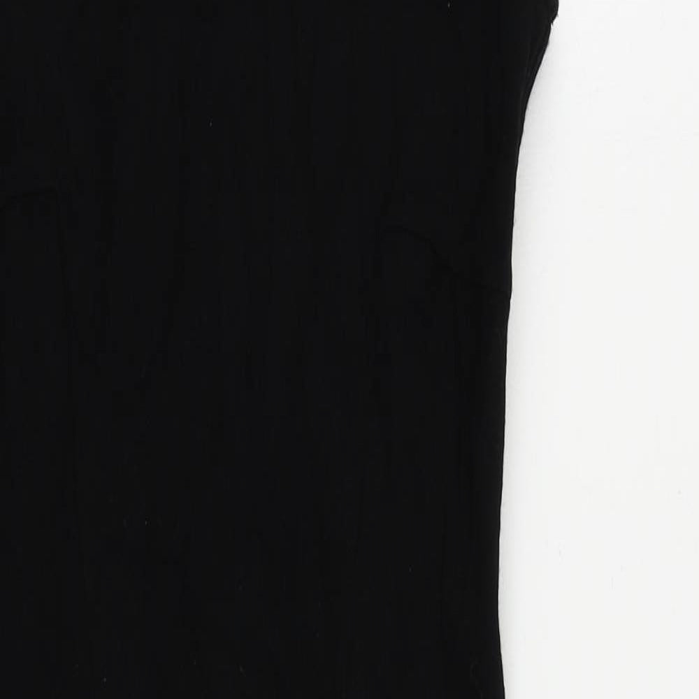 Wallis Womens Black Viscose Pencil Dress Size 8 Round Neck Zip