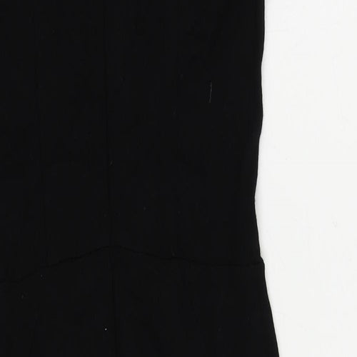 Wallis Womens Black Viscose Pencil Dress Size 8 Round Neck Zip