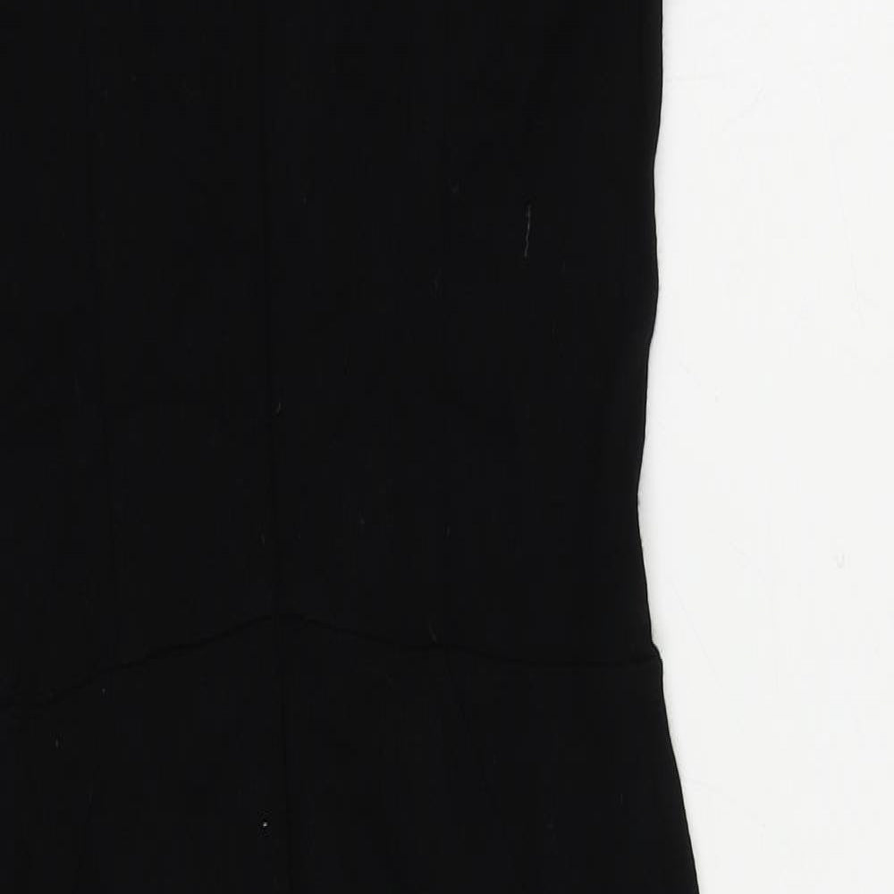 Wallis Womens Black Viscose Pencil Dress Size 8 Round Neck Zip