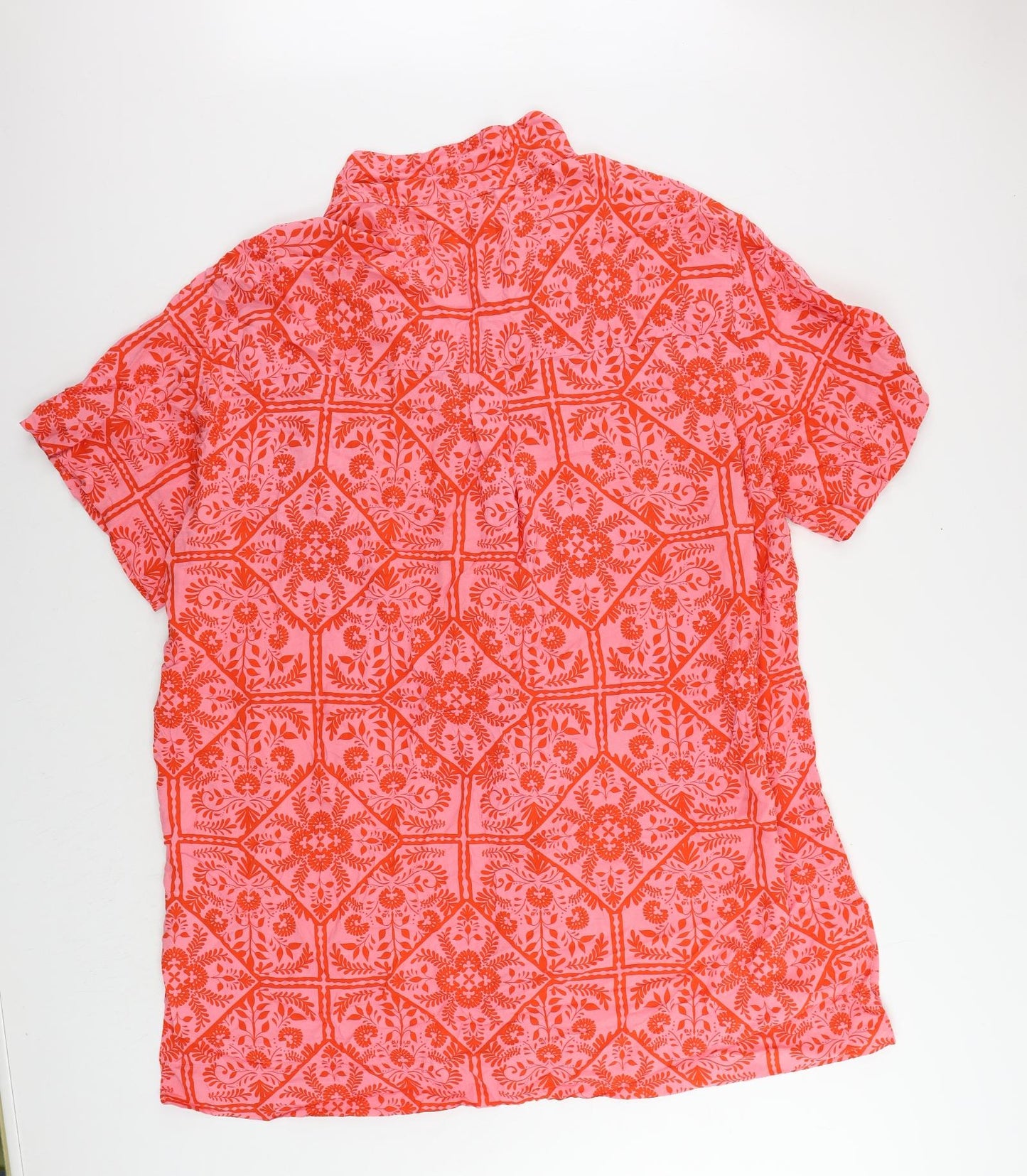 ASOS Womens Pink Paisley Viscose Shirt Dress Size 26 Collared Button