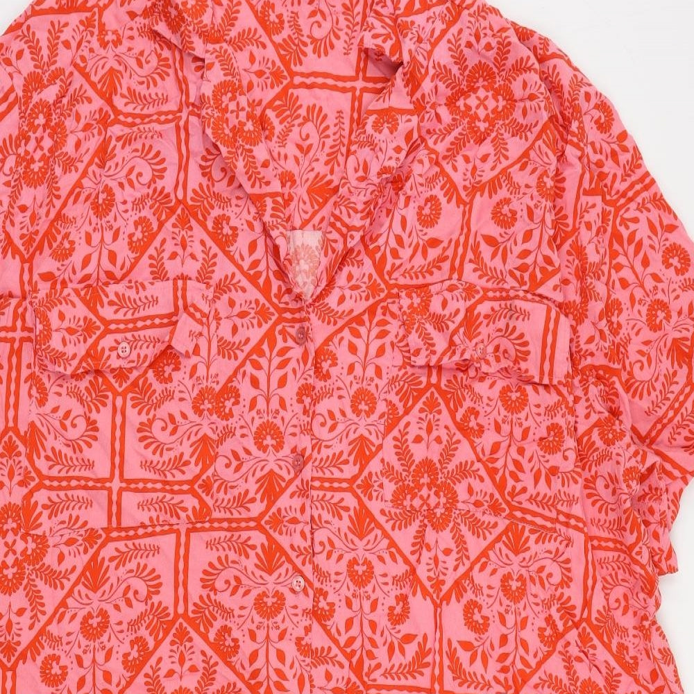 ASOS Womens Pink Paisley Viscose Shirt Dress Size 26 Collared Button