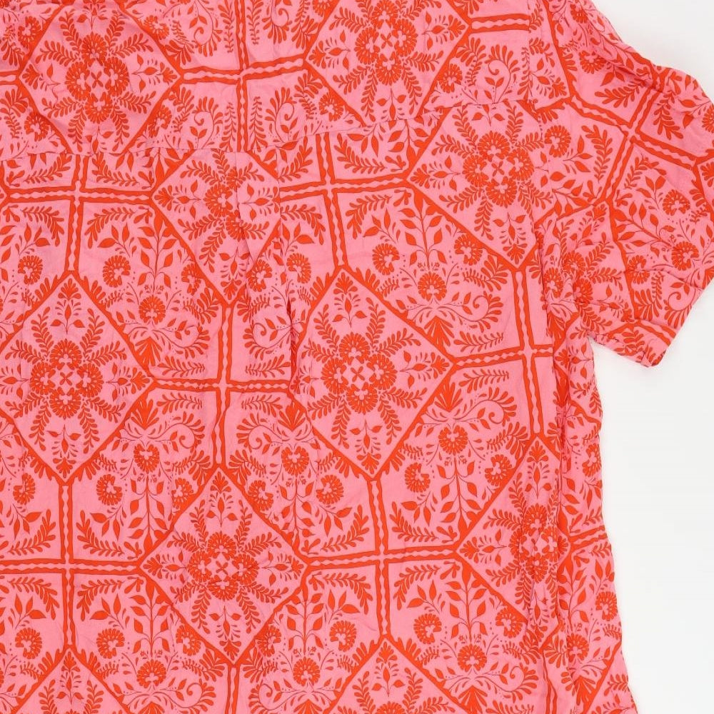 ASOS Womens Pink Paisley Viscose Shirt Dress Size 26 Collared Button