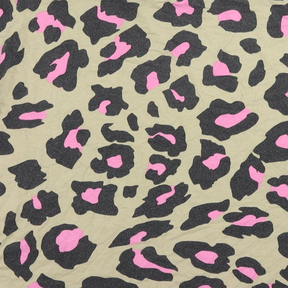 ASOS Womens Beige Animal Print Cotton Basic T-Shirt Size 18 Crew Neck - Oversized