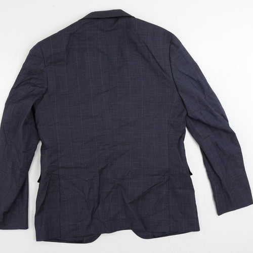 Marks and Spencer Mens Blue Check Wool Jacket Suit Jacket Size 42 Regular