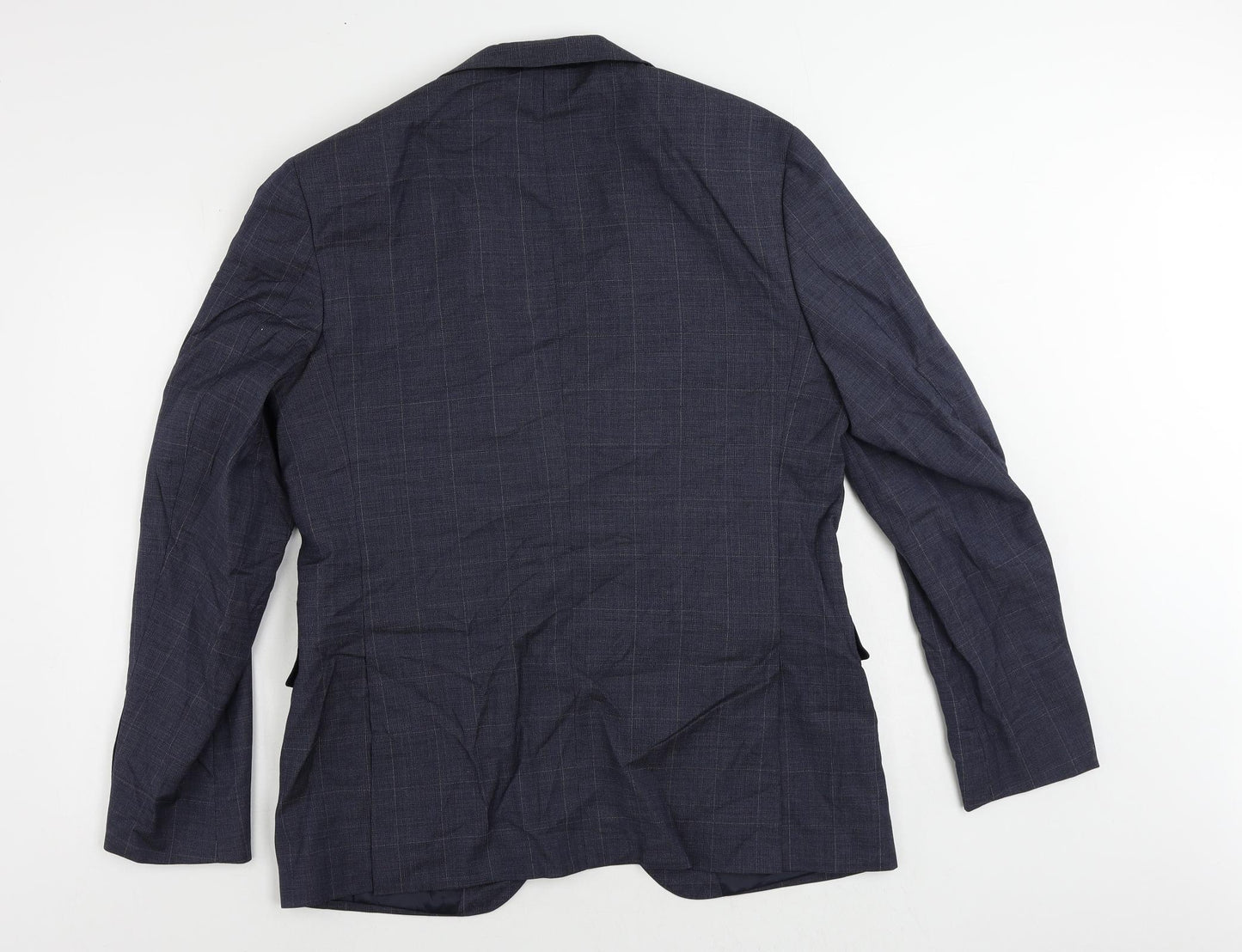 Marks and Spencer Mens Blue Check Wool Jacket Suit Jacket Size 42 Regular