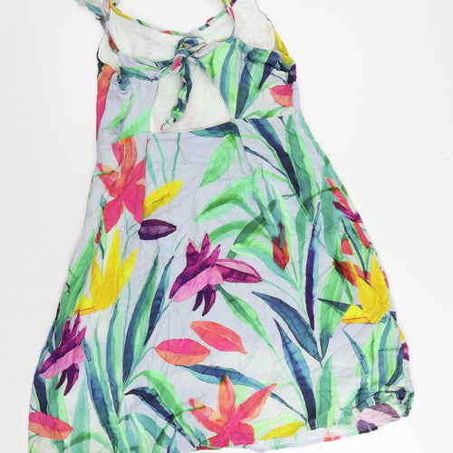 Oliver Bonas Womens Multicoloured Geometric Viscose Tank Dress Size 14 V-Neck Zip - Cut Out