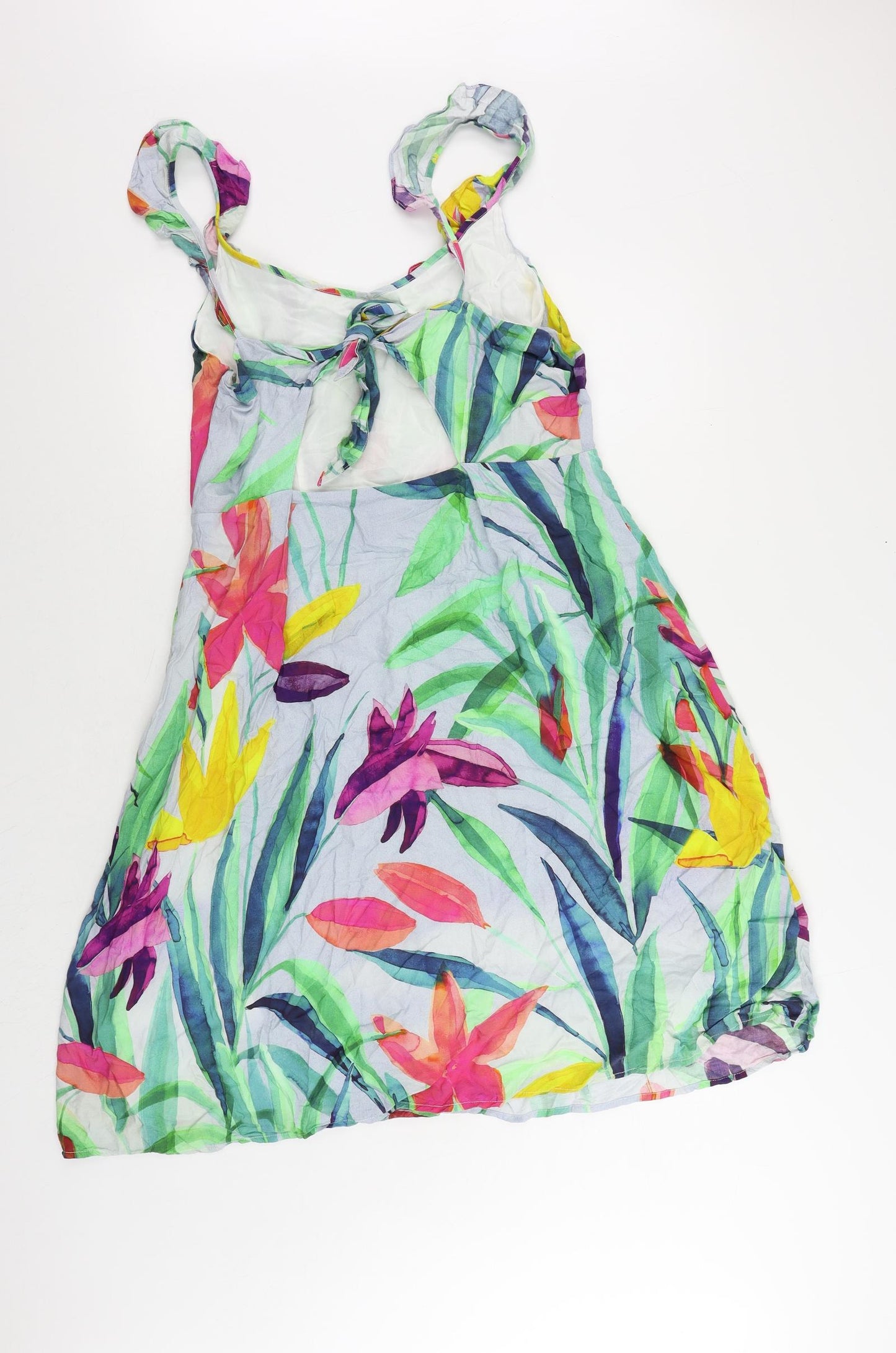 Oliver Bonas Womens Multicoloured Geometric Viscose Tank Dress Size 14 V-Neck Zip - Cut Out