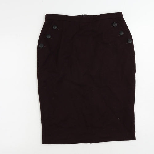 Hobbs Womens Purple Wool Straight & Pencil Skirt Size 12 Zip - Lined