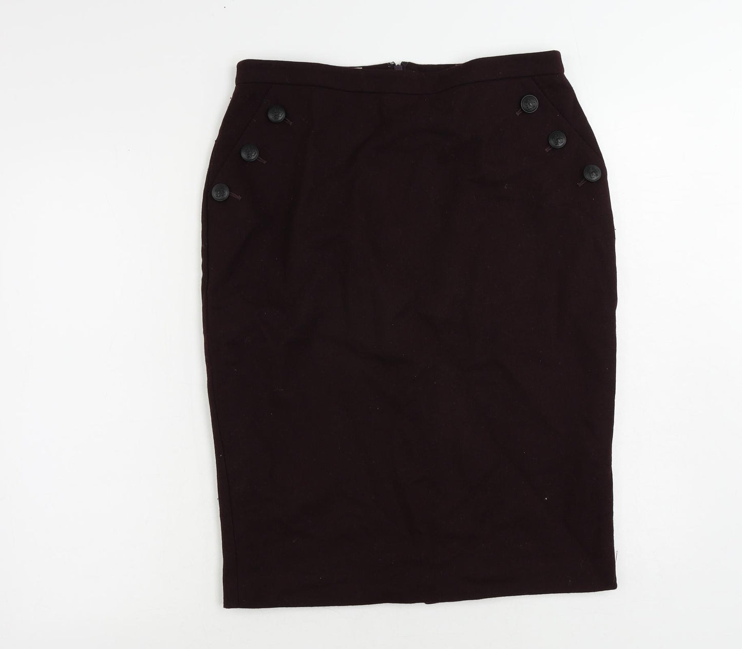 Hobbs Womens Purple Wool Straight & Pencil Skirt Size 12 Zip - Lined