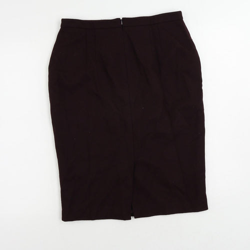 Hobbs Womens Purple Wool Straight & Pencil Skirt Size 12 Zip - Lined