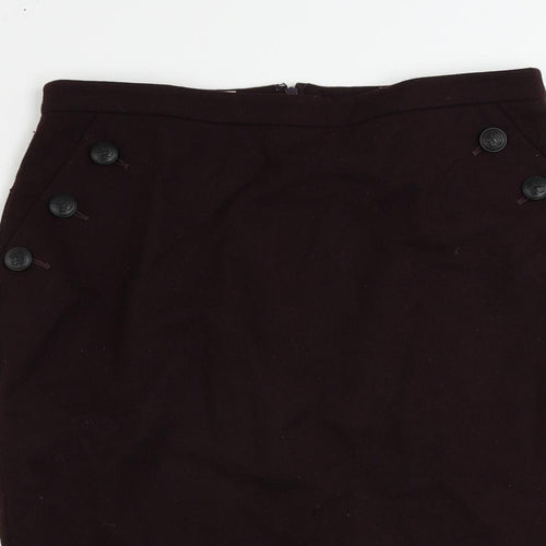 Hobbs Womens Purple Wool Straight & Pencil Skirt Size 12 Zip - Lined