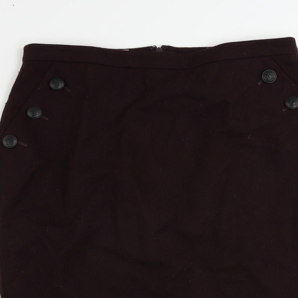 Hobbs Womens Purple Wool Straight & Pencil Skirt Size 12 Zip - Lined