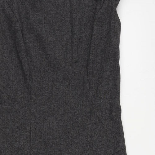 Cue Womens Grey Polyester A-Line Size 12 Boat Neck Zip - Pleated