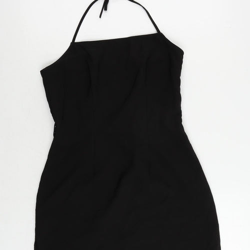 H&M Womens Black Polyester Mini Size 12 Halter Zip