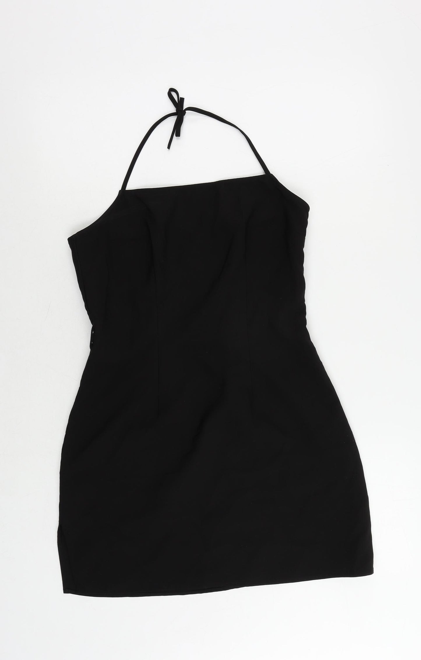 H&M Womens Black Polyester Mini Size 12 Halter Zip