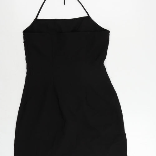 H&M Womens Black Polyester Mini Size 12 Halter Zip