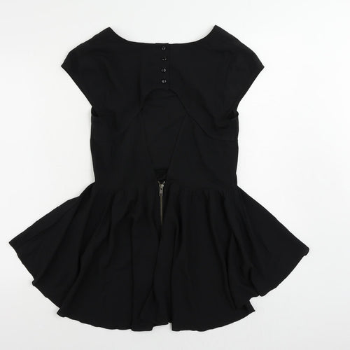 Miss Selfridge Womens Black Polyester Basic Blouse Size 10 Boat Neck - Peplum