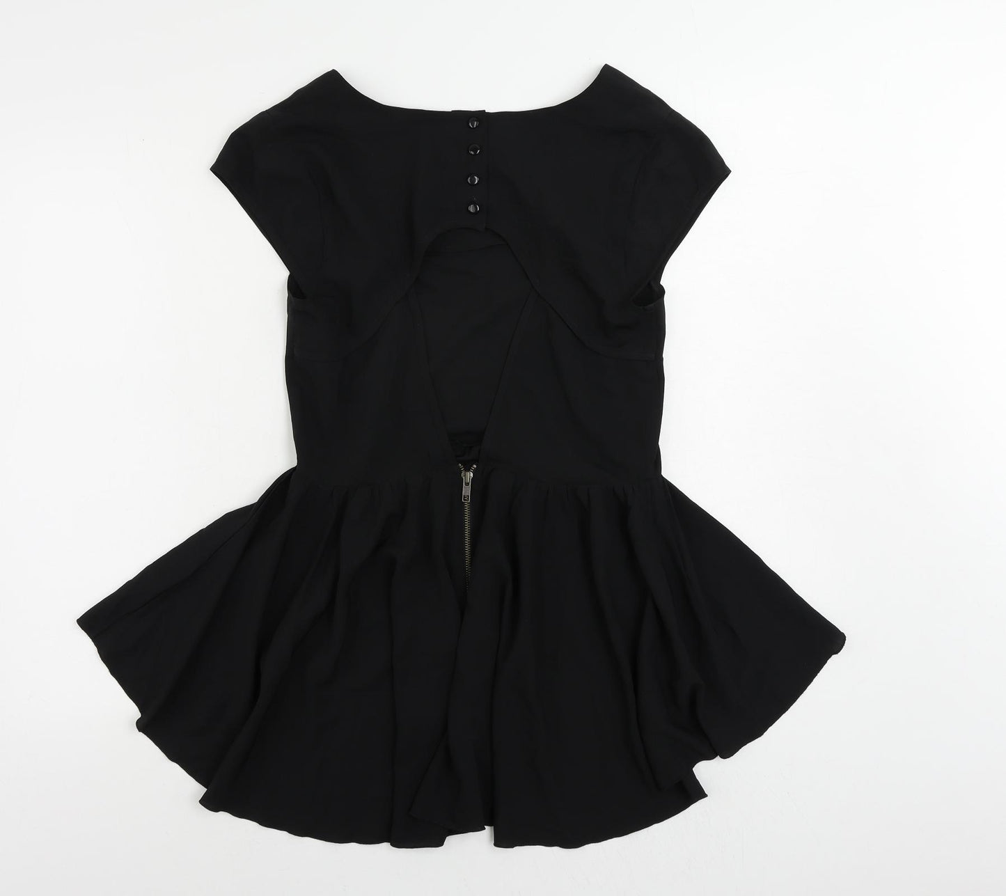 Miss Selfridge Womens Black Polyester Basic Blouse Size 10 Boat Neck - Peplum