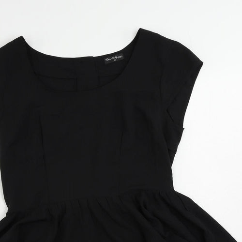 Miss Selfridge Womens Black Polyester Basic Blouse Size 10 Boat Neck - Peplum