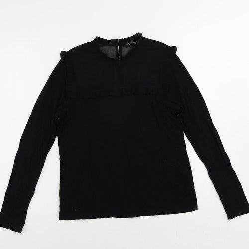 Dorothy Perkins Womens Black Viscose Basic Blouse Size 12 Mock Neck