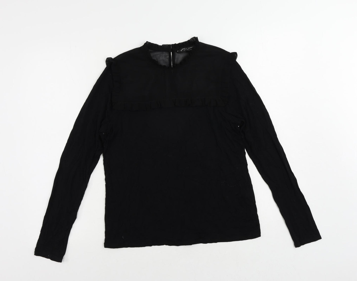 Dorothy Perkins Womens Black Viscose Basic Blouse Size 12 Mock Neck