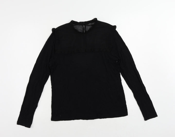 Dorothy Perkins Womens Black Viscose Basic Blouse Size 12 Mock Neck