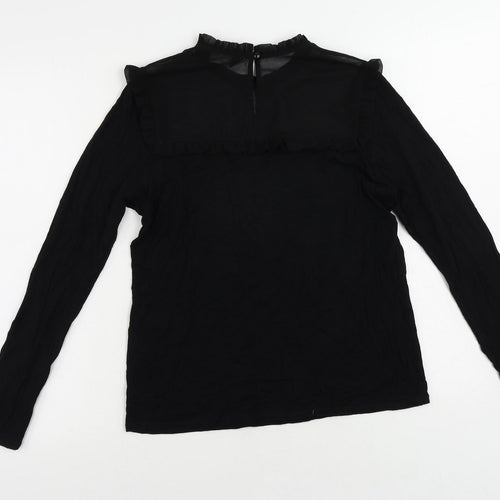Dorothy Perkins Womens Black Viscose Basic Blouse Size 12 Mock Neck
