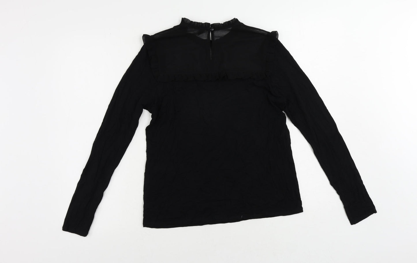 Dorothy Perkins Womens Black Viscose Basic Blouse Size 12 Mock Neck