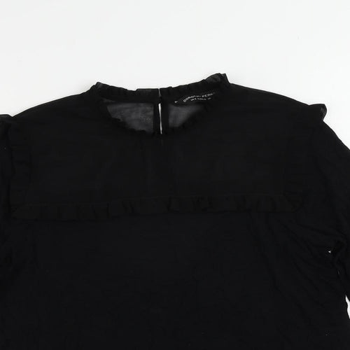 Dorothy Perkins Womens Black Viscose Basic Blouse Size 12 Mock Neck