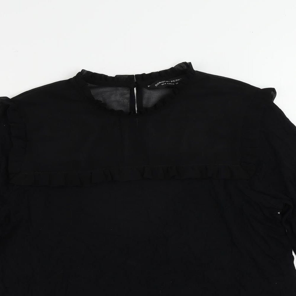 Dorothy Perkins Womens Black Viscose Basic Blouse Size 12 Mock Neck