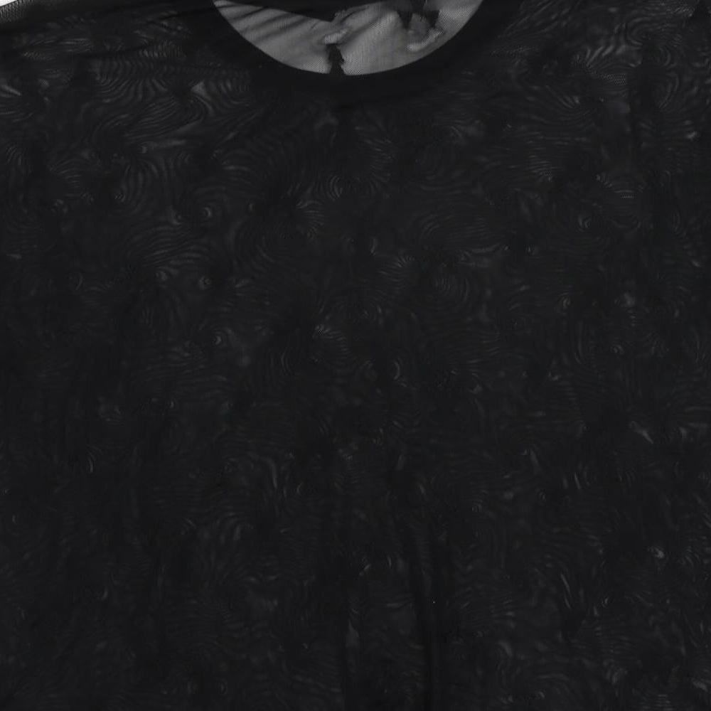 Hurley Womens Black Geometric Polyester Basic T-Shirt Size M Crew Neck - Sheer