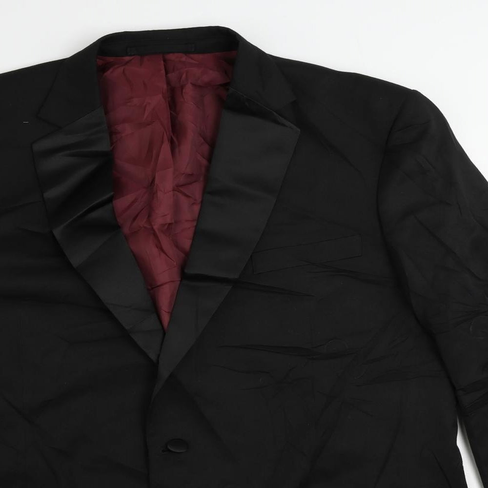 Marks and Spencer Mens Black Polyester Tuxedo Suit Jacket Size 46 Regular