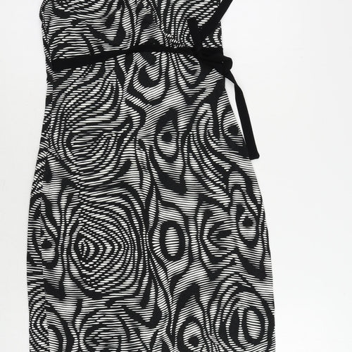 Spirit Womens Black Geometric Viscose Pencil Dress Size 10 Halter Pullover