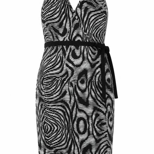 Spirit Womens Black Geometric Viscose Pencil Dress Size 10 Halter Pullover