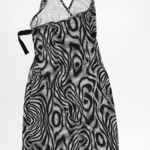 Spirit Womens Black Geometric Viscose Pencil Dress Size 10 Halter Pullover