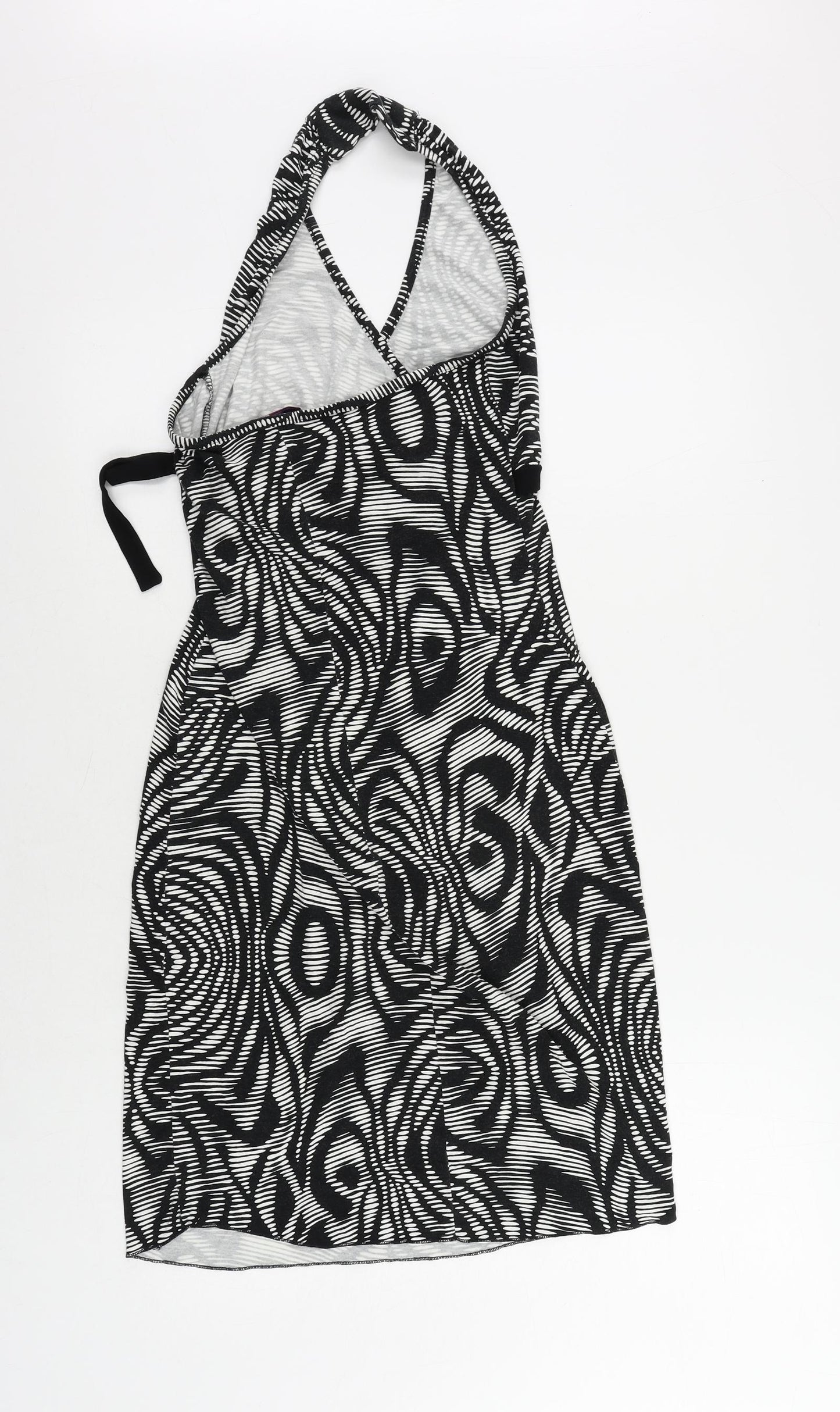 Spirit Womens Black Geometric Viscose Pencil Dress Size 10 Halter Pullover