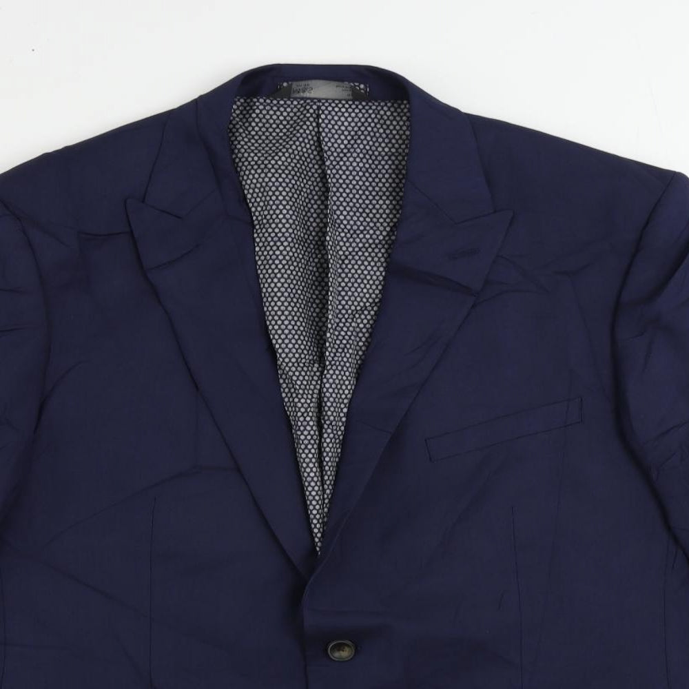 Marks and Spencer Mens Blue Polyester Jacket Suit Jacket Size 44 Regular
