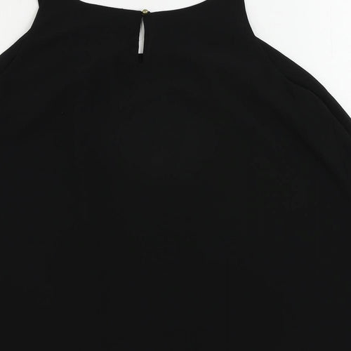 Naked Zebra Womens Black Polyester Camisole Tank Size M Round Neck - Layered