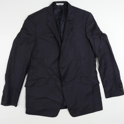 Marks and Spencer Mens Blue Striped Polyacrylate Fibre Jacket Suit Jacket Size 44 Regular